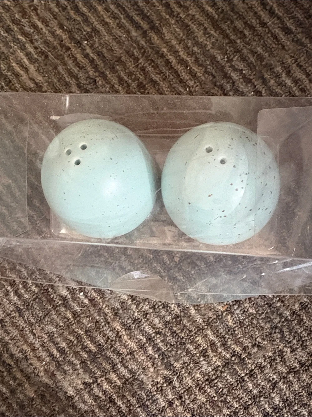 Celebrate Light Blue Speckled Dolomite Salt & Pepper Shakers